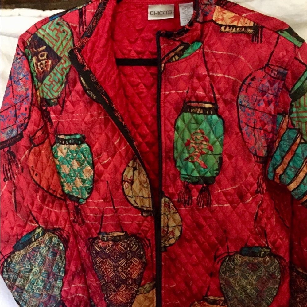 💯% SILK CHICOS jacket lanterns, pretty, unique - Picture 2 of 9